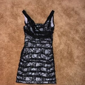 black and gray lace dress